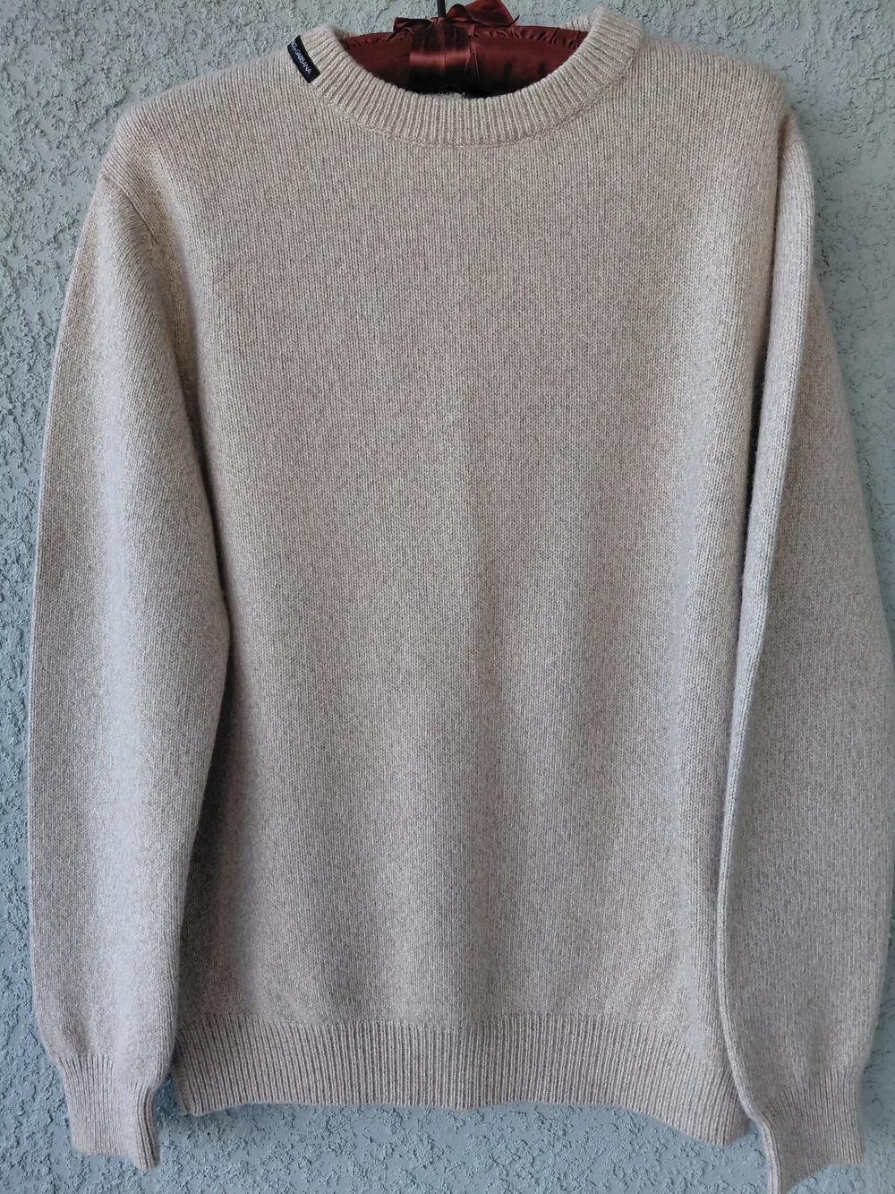 Dolce & Gabbana Beige 100% Virgin Wool Crewneck Sweater Made in Italy